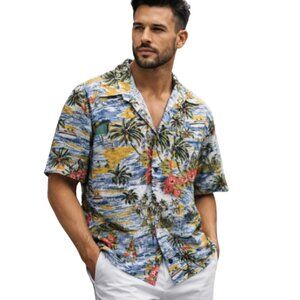 Rue21 Guys Button Up Shirt Tropical Short Sleeve Chest Pocket Men's Large